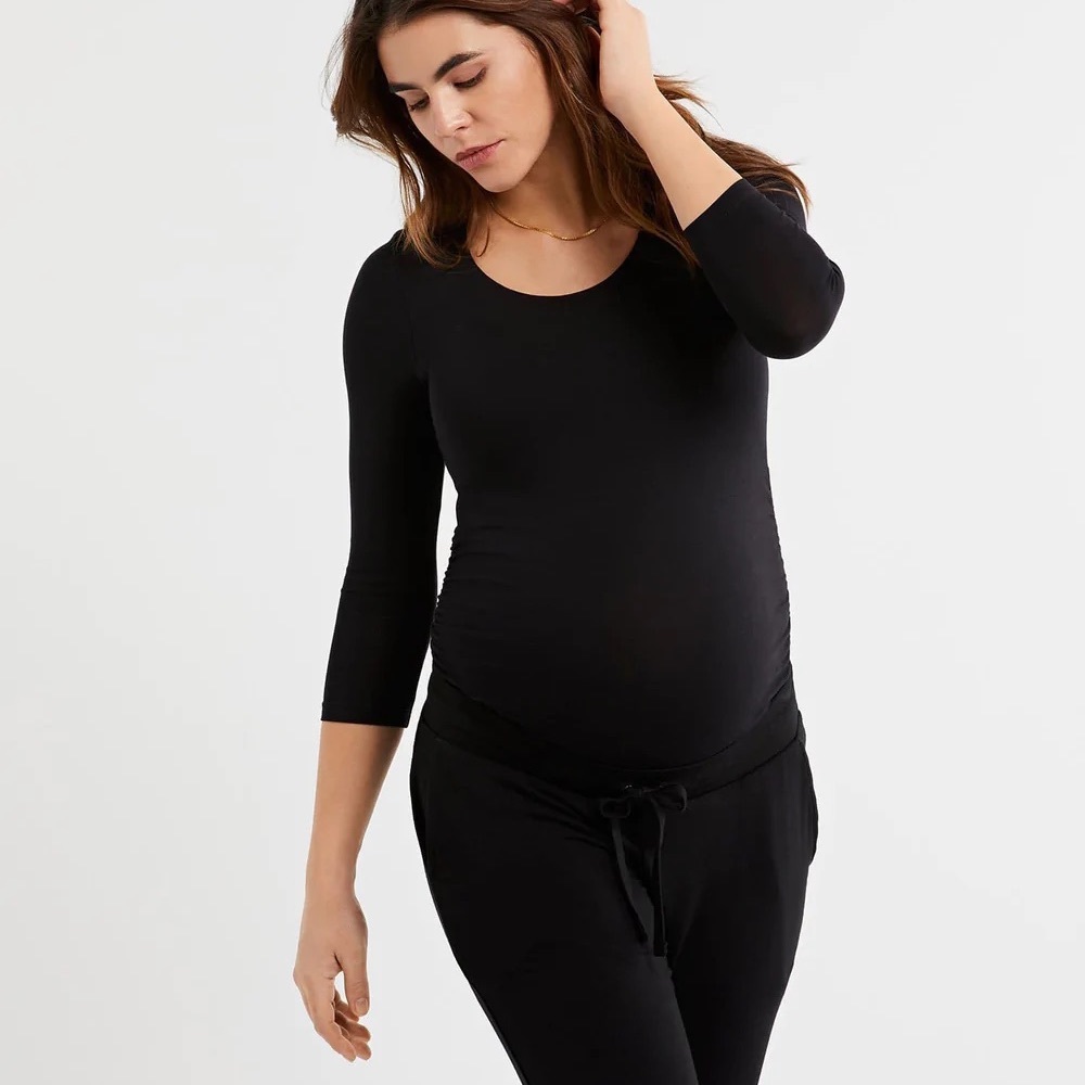 A Pea in the Pod Maternity Black 3/4 Sleeve Top Size Small